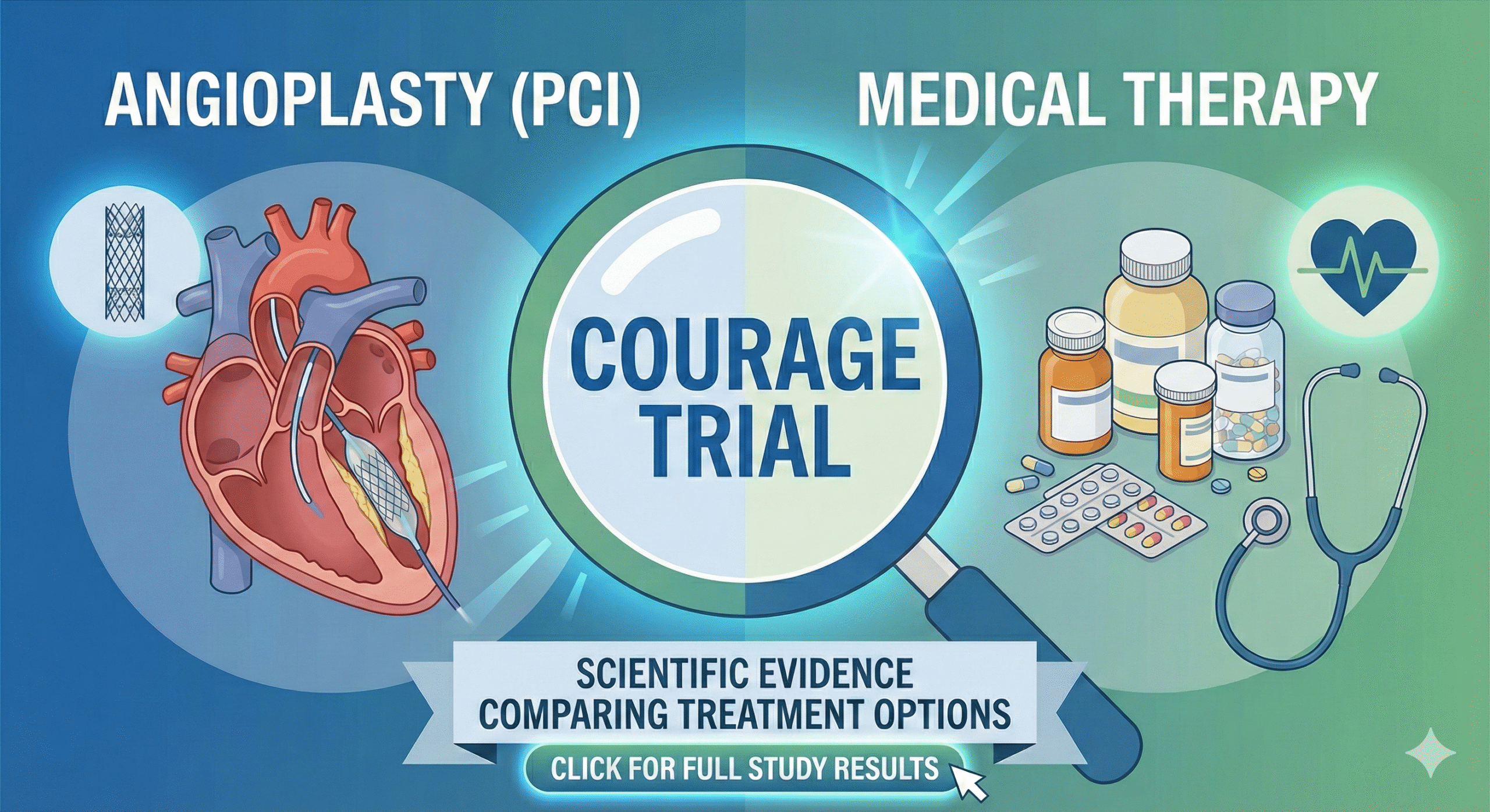 COURAGE Trial for Heart Patients: Scientific Evidence Comparing Angioplasty vs Medical Therapy
