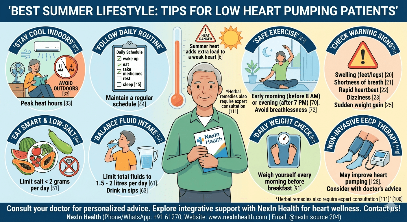 Best Summer Lifestyle Tips for Patients with Low Heart Pumping (Heart Failure Care Guide)
