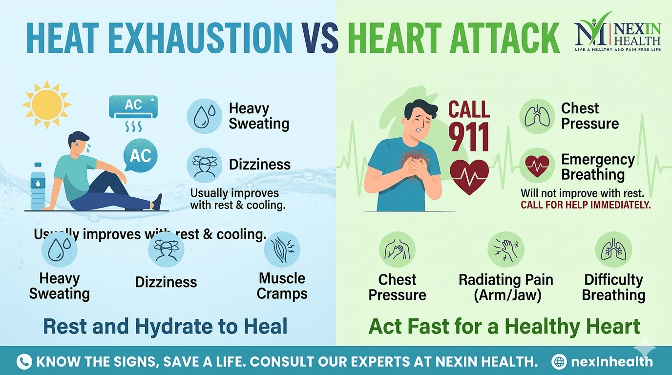 Heat Exhaustion vs Heart Attack: Symptoms, Causes & When to Seek Help